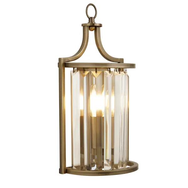 Image of Searchlight Victoria Flush Wall Light - Antique Brass