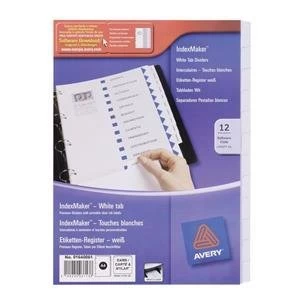 Image of Original Avery IndexMaker A4 Punched Dividers 12 Part