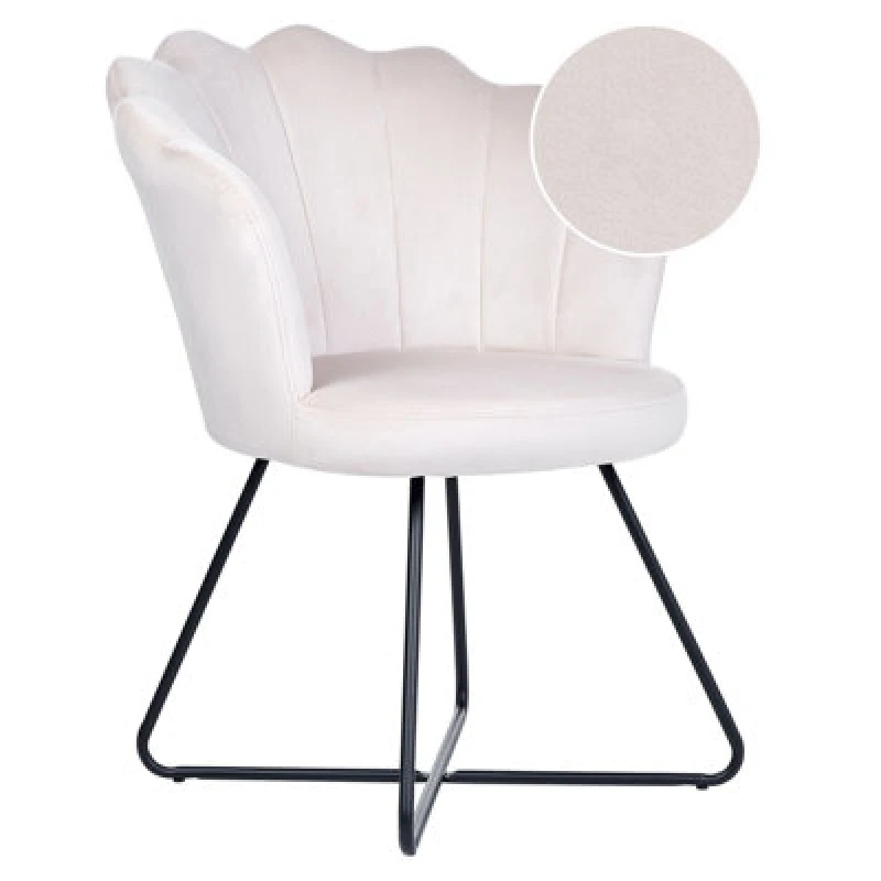 Image of Beliani Velvet Armchair Off-White Lovelock