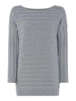 Image of Barbour Ribbed Boat Neck Daisyhill Jumper Light Grey Marl