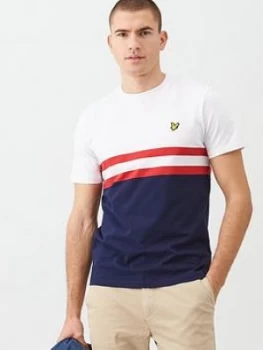 image of Lyle & Scott Yoke Stripe T-Shirt - White/Navy