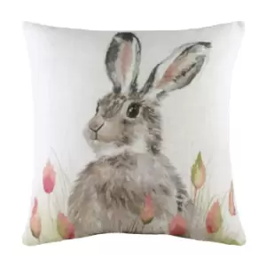 Image of Hedgerow Hare Cushion White