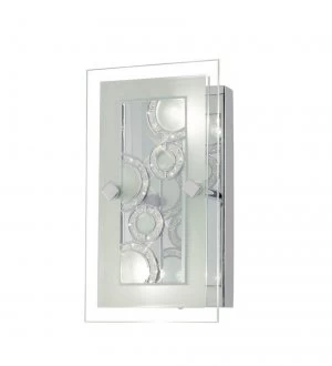 image of Wall Lamp, Ceiling Rectangle with Circle Pattern 2 Light Polished Chrome, Crystal