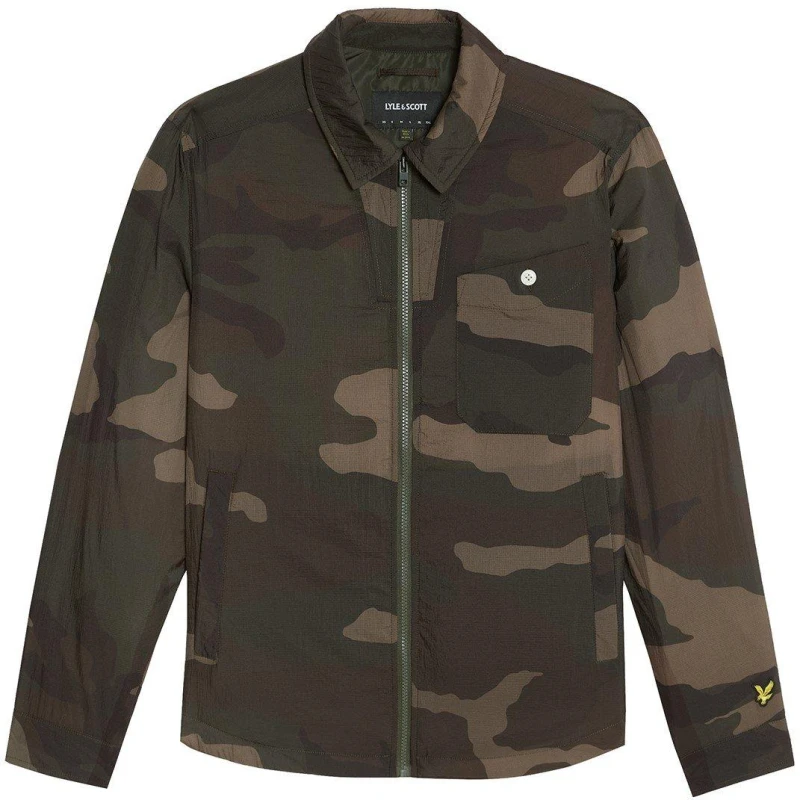 Image of Lyle and Scott Mens Camo Overshirt Grey Taupe X865 male S
