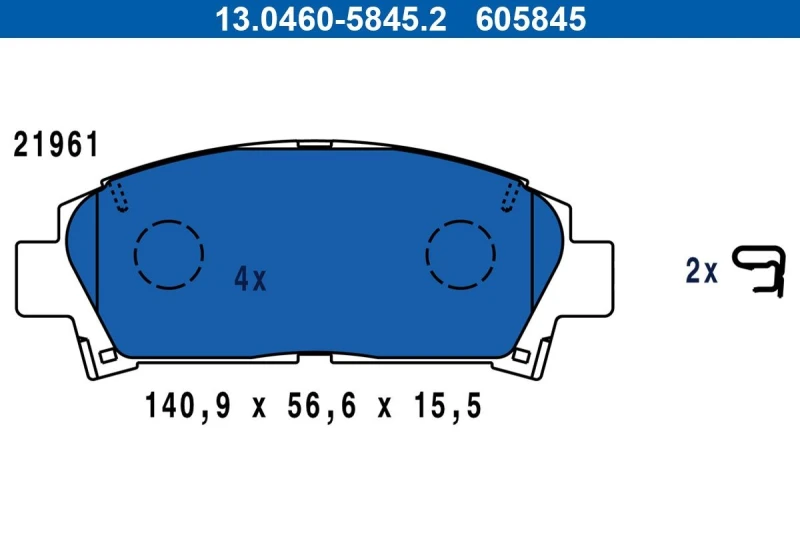 Image of ATE 13.0460-5845.2 Brake pad set with acoustic wear warning Brake Pad Set,disc brake (402)
