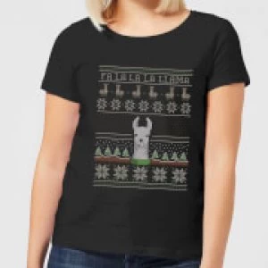 Image of Fa La La La Llama Womens T-Shirt - Black - 3XL