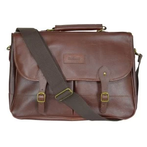 Image of Barbour Unisex Leather Briefcase Dark Brown One