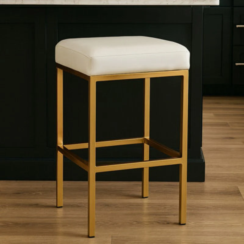 Image of Premier Housewares Interiors by Premier Baina Pu Finish Bar Chair Cream