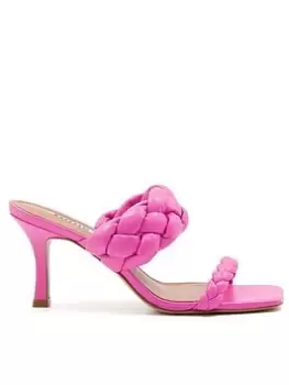 Image of Dune London Dune London Message Leather Heeled Sandals - Pink, Size 4, Women