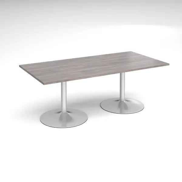 Image of Silver Trumpet Base Rectangular Boardroom Table 2000mm - Grey Oak