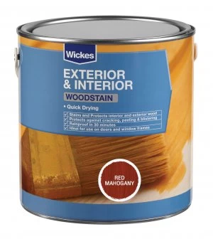 image of Wickes Quick Drying Woodstain - Red Mahogany 2.5L