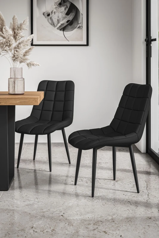 Image of More4homes Nova Modern Faux Leather Dining Chair Padded Seat Metal Legs Kitchen 4 Pcs Black 5.05574E+12