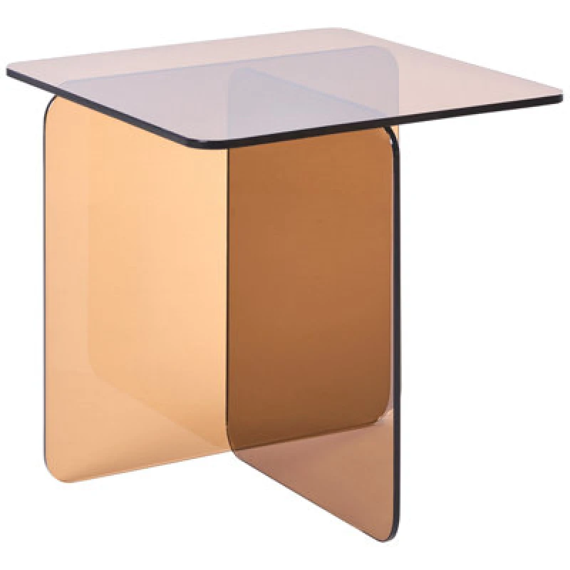 Image of Beliani Side Table Amisk Tempered Glass Brown