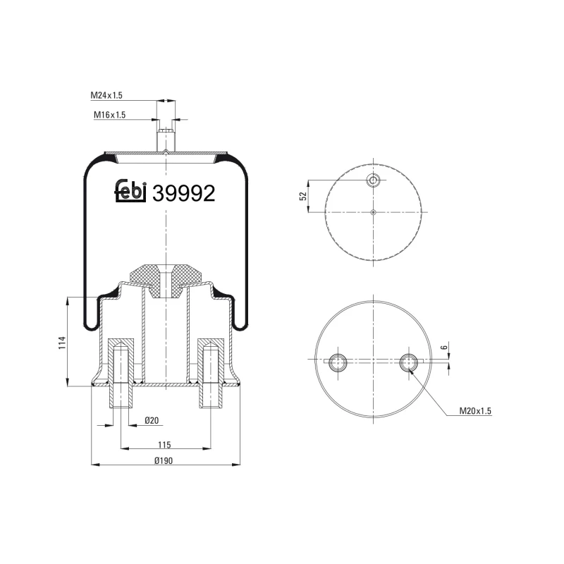 Image of FEBI BILSTEIN 39992 Boot, air suspension Front Axle Right Boot,air suspension (324)