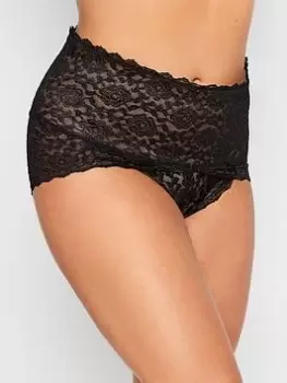 Image of Yours High Shine Lace Deep Waistband Full Briefs Black, Size 14-16, Women