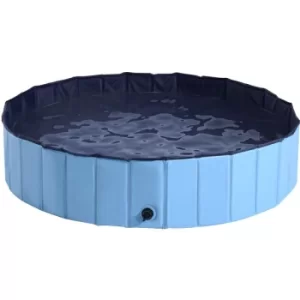 image of Foldable Dog Paddling Pool Pet Cat Swimming Pool Indoor/Outdoor Collapsible Summer Bathing Tub Shower Tub Puppy Washer (Φ140 x 30H (cm), Blue)