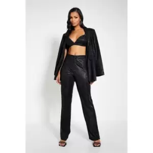 I Saw It First Glitter Wide Leg Tailored Trousers - Black