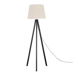 Image of Barbro Dark Wood with XL Beige Aspen Shade