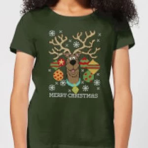 Image of Scooby Doo Womens Christmas T-Shirt - Forest Green - L