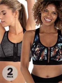 image of Dorina Exclusive Extreme 2 Pack Non Padded Sports Bra - Greymulti