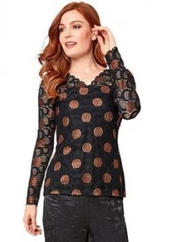 Image of Joe Browns Sparkle Lace Top, Black, Size 12, Women