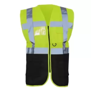 Image of Yoko Hi-Vis Premium Executive/Manager Waistcoat / Jacket (3XL) (Hi Vis Yellow/Black)