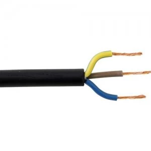 Image of Zexum 2.5mm 3 Core Rubber Flex Cable Black Round 3183TRS - 1 Meter