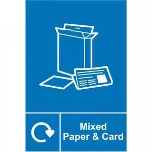 Image of Mixed Paper & Card Recycling’ Sign; Rigid 1mm PVC Board