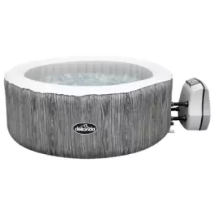 Image of Dellonda 2-4 Person Inflatable Hot Tub Spa with Smart Pump - Wood Effect