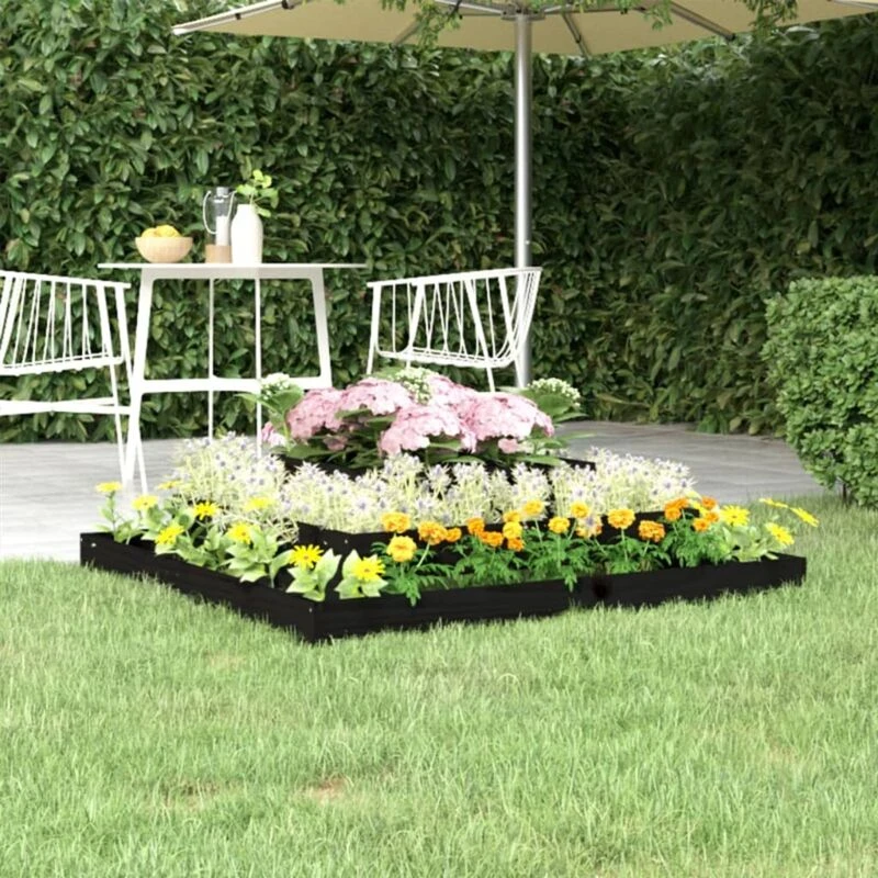 Image of vidaXL Planter Black 110x110x27cm Solid Pine, Black 823875