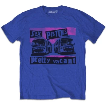 Image of The Sex Pistols - Pretty Vacant Coaches Unisex Large T-Shirt - Blue