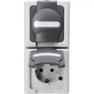 image of Kopp 131456008 1 Piece Wet room switch product range Complete PG socket (+ lid) BlueElectric Grey