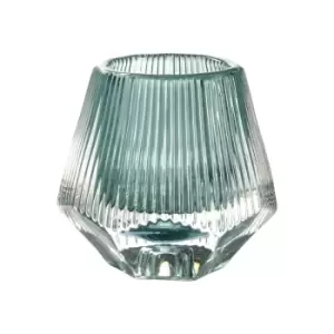 image of Crossland Grove Canyon Ribbed Glass Tealight Holder 3 Pack Petrol