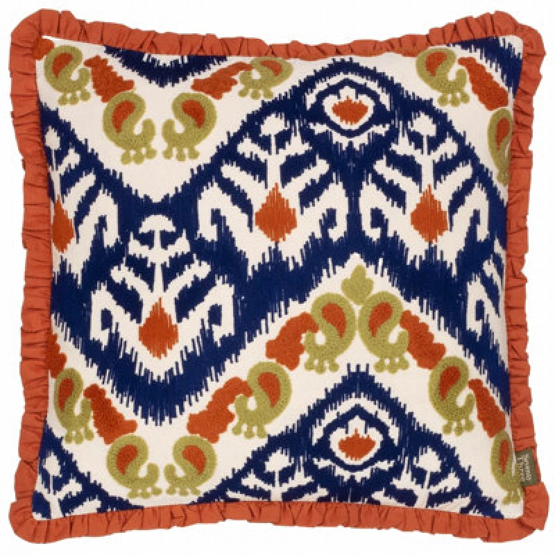 Image of Paoletti Paoletti Henderson Embroidered 100% Cotton Cushion in Orange Size: 45cm x 45cm Orange 45cm x 45cm Unisex 5025532864758