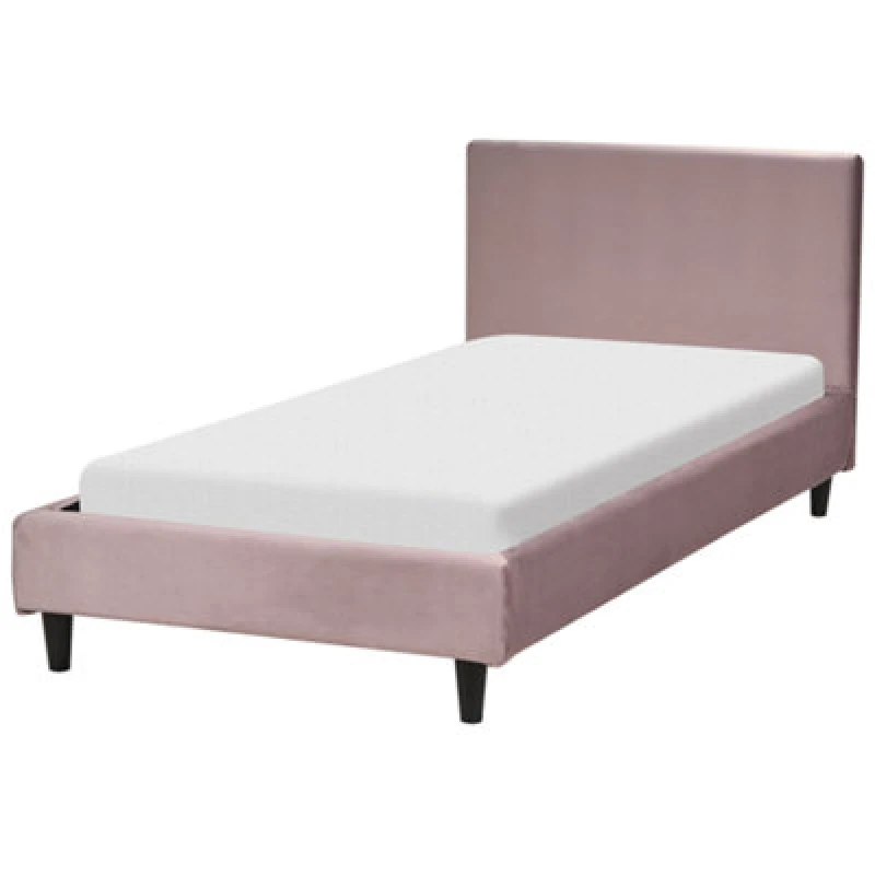 Image of Beliani Bed Velvet Fitou 90 X 200 Cm (Eu Single) Pink