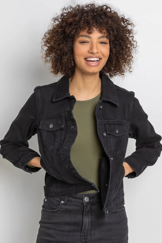 Image of Roman Classic Cotton Denim Jacket Black
