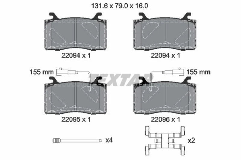 Image of Brake pad set TEXTAR 2209401