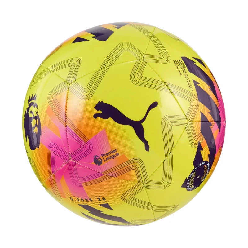 Image of Puma Orbita Play Premier League Football 25/26 Yellow/Pink unisex Size 5