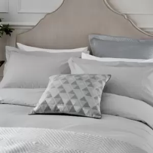 image of Helena Springfield Deco Stripe Double Duvet Cover Set, Silver