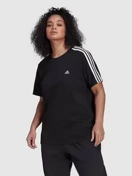 Image of Adidas 3 Stripes Tee - Plus Size, Black/White, Size 1X, Women