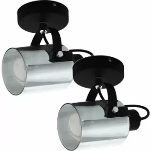 image of Loops - 2 pack Wall Light Black Chrome Shade Black Transparent Glass Vaporized E27 28W