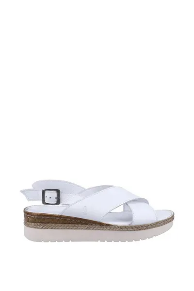 image of Hush Puppies Womens Saphira Adjustable Leather Wedge Sandals - UK 3 White female GDE2412WHT3