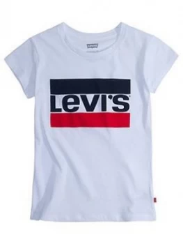 Image of Levis Girls Short Sleeve Sportswear Logo T-Shirt, White, Size Age: 8 Years, Women