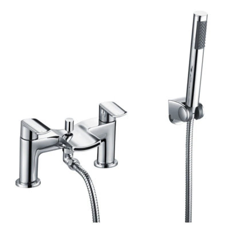 Image of Balterley Modern Bath Shower Mixer Tap with Shower Kit - Chrome Silver