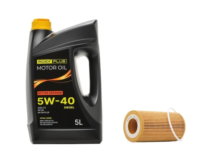Image of RIDEX PLUS 100908O0096P Oil change kit (oil filter + engine oil) Oil change kit (oil filter + engine oil) (100908)
