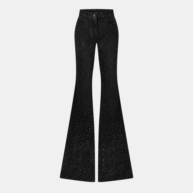 Image of Off White Womens Structured Denim Straight Leg Jeans Black female 25 L32