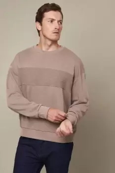 Image of Mens Relaxed Fit Reversed Jersey Chest Panel Sweat