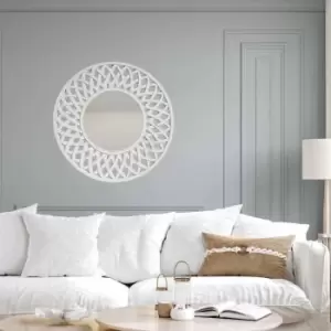 Image of Nielsen Fiora Decorative Embossed Wall Mirror, White, 60cm