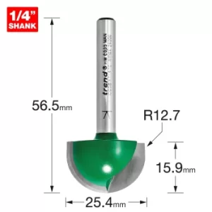 Image of Trend CRAFTPRO Radius Router Cutter 25.4mm 15.9mm 1/4"