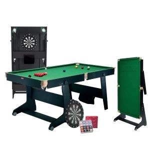 image of Riley 6ft Folding Snooker And Pool Table With Dartboard